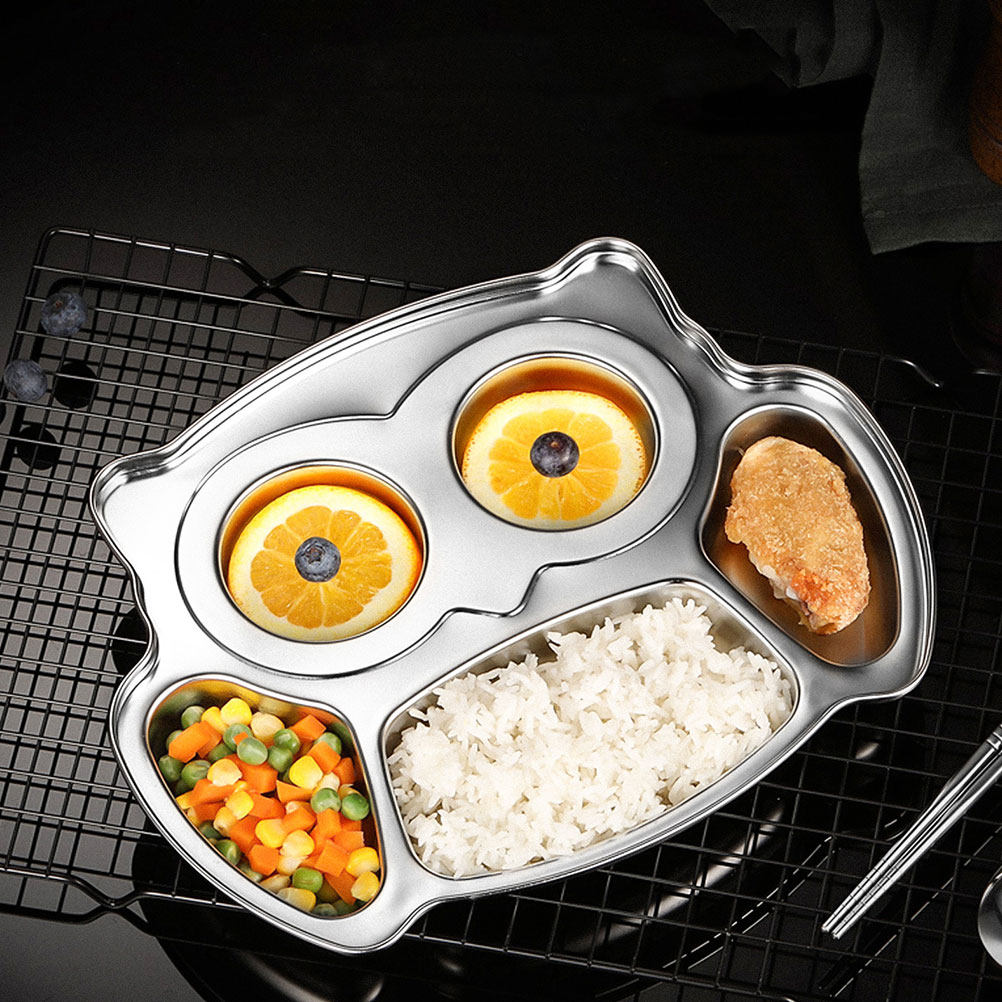 Meal Prep Diet - 2Pcs Stainless Shaped Divided Plate for