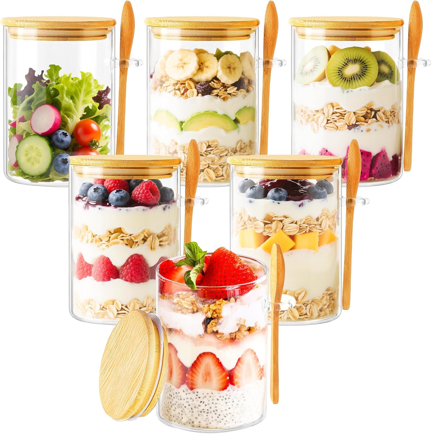 Meal Prep Container - 6 Pack Overnight Oats Containers with
