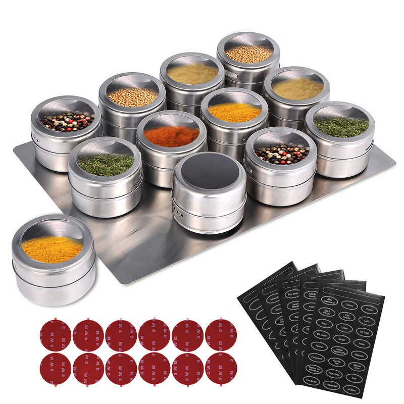 Spice Jar Labels - LMETJMA Magnetic Spice Jars With Wall
