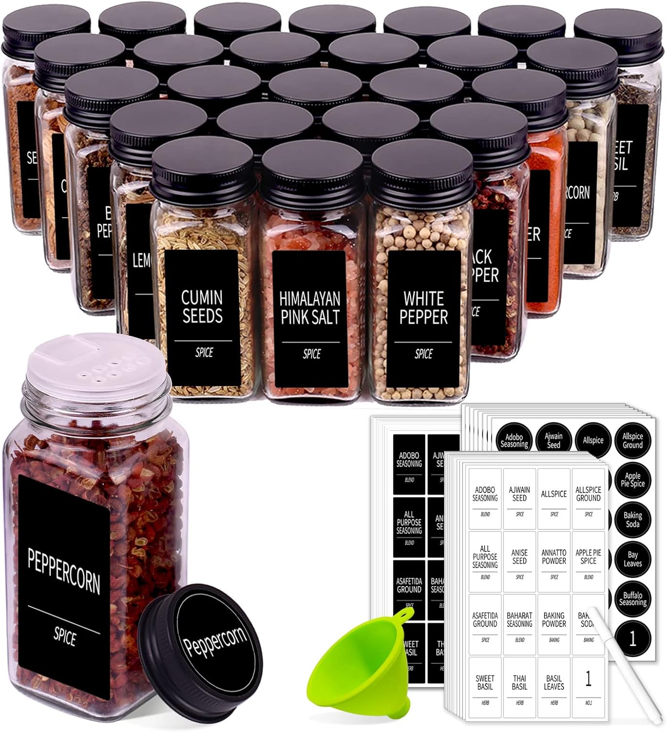 Spice Jar Labels - 25 Spice Jars with 547 Labels-