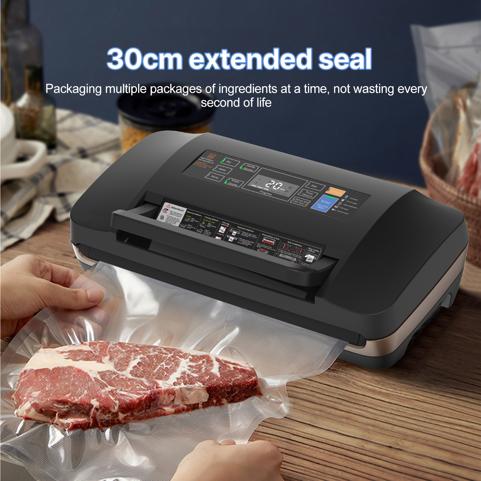 Meal Prep Vacuum Sealer - Food Vacuum Sealer Machine with Dry/Wet