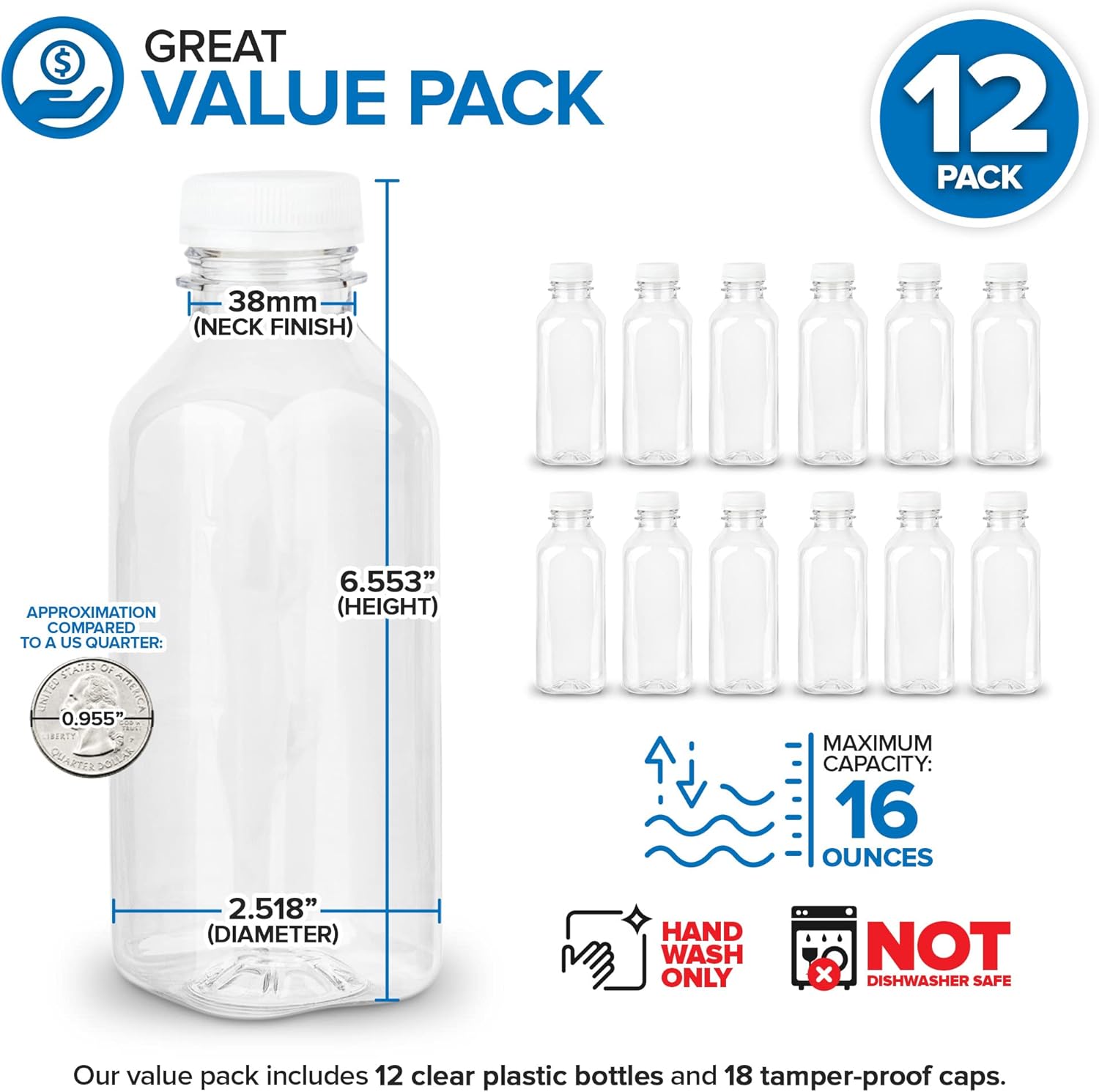 16 oz Clear Plastic Juice Bott - Meal Prep Smoothies recensie en prijs