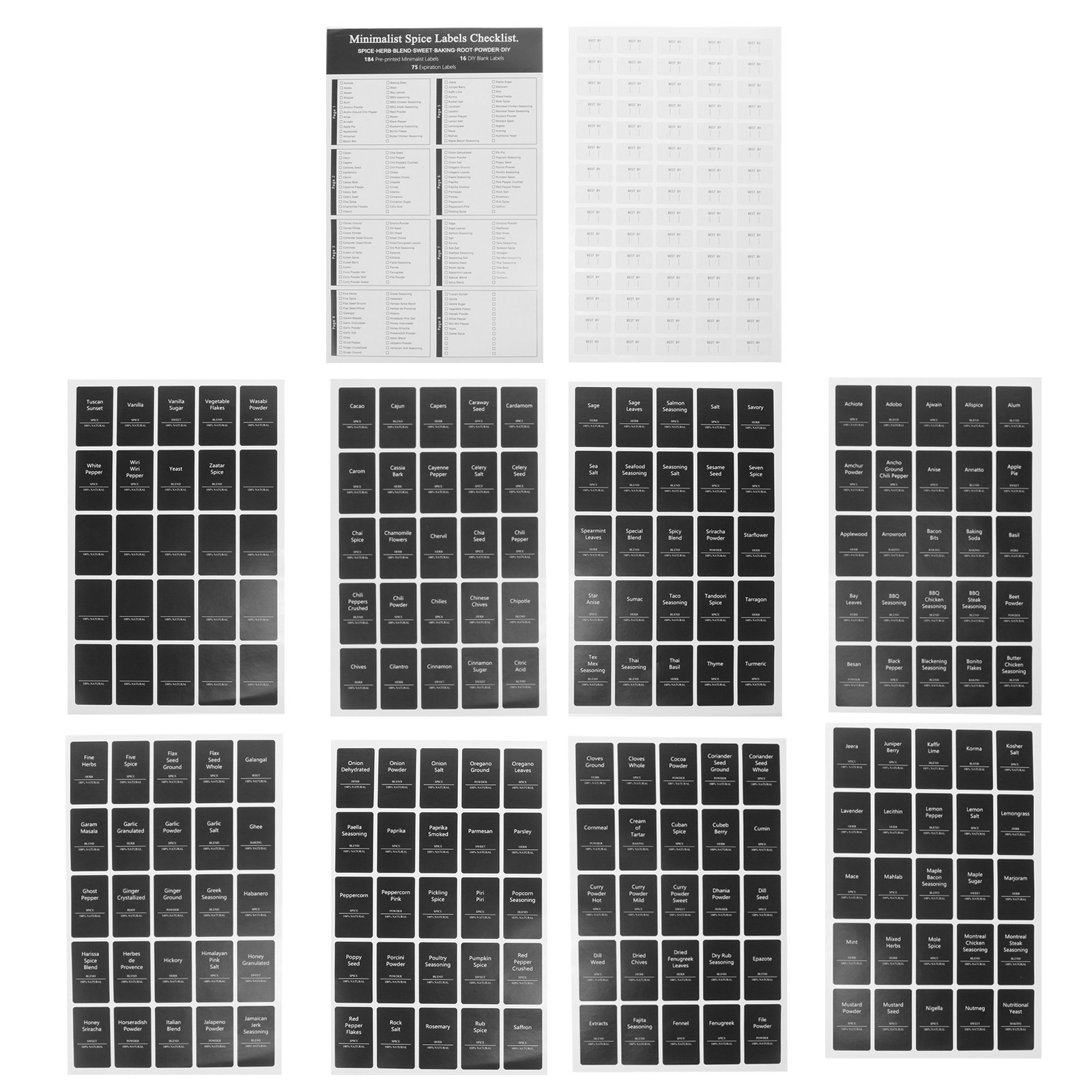 6 Sheets Spice Bottle Label St - Spice Jar Labels recensie en prijs