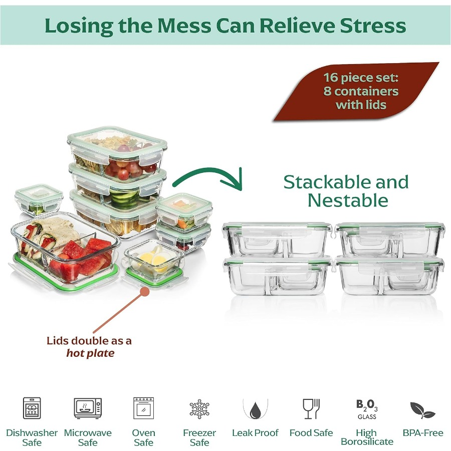Glass Meal Prep Containers wit - Meal Prep Container recensie en prijs