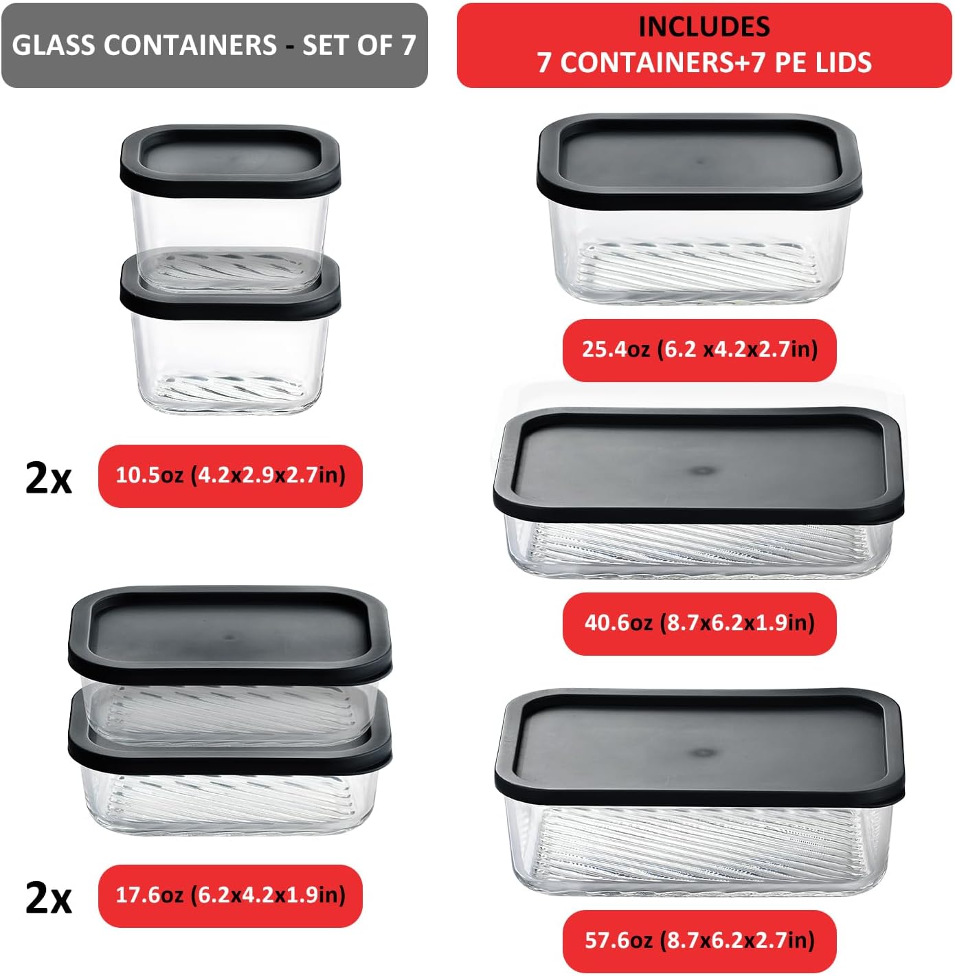 7 Pack Glass Meal Prep Contain - Meal Prep Container recensie en prijs