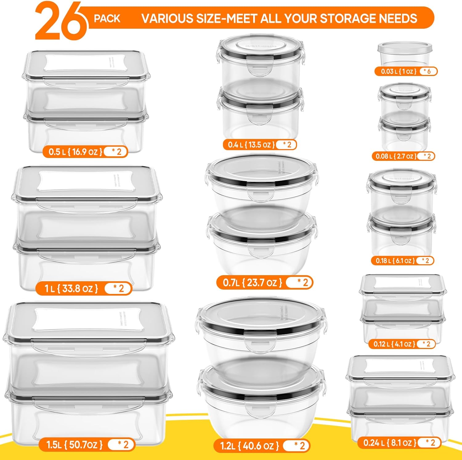 52 PCS Food Storage Containers - Meal Prep Container recensie en prijs