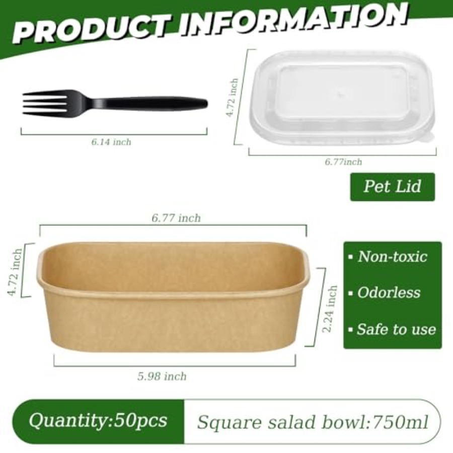 Pack Paper Bowls, Disposable F - Meal Prep Diet recensie en prijs