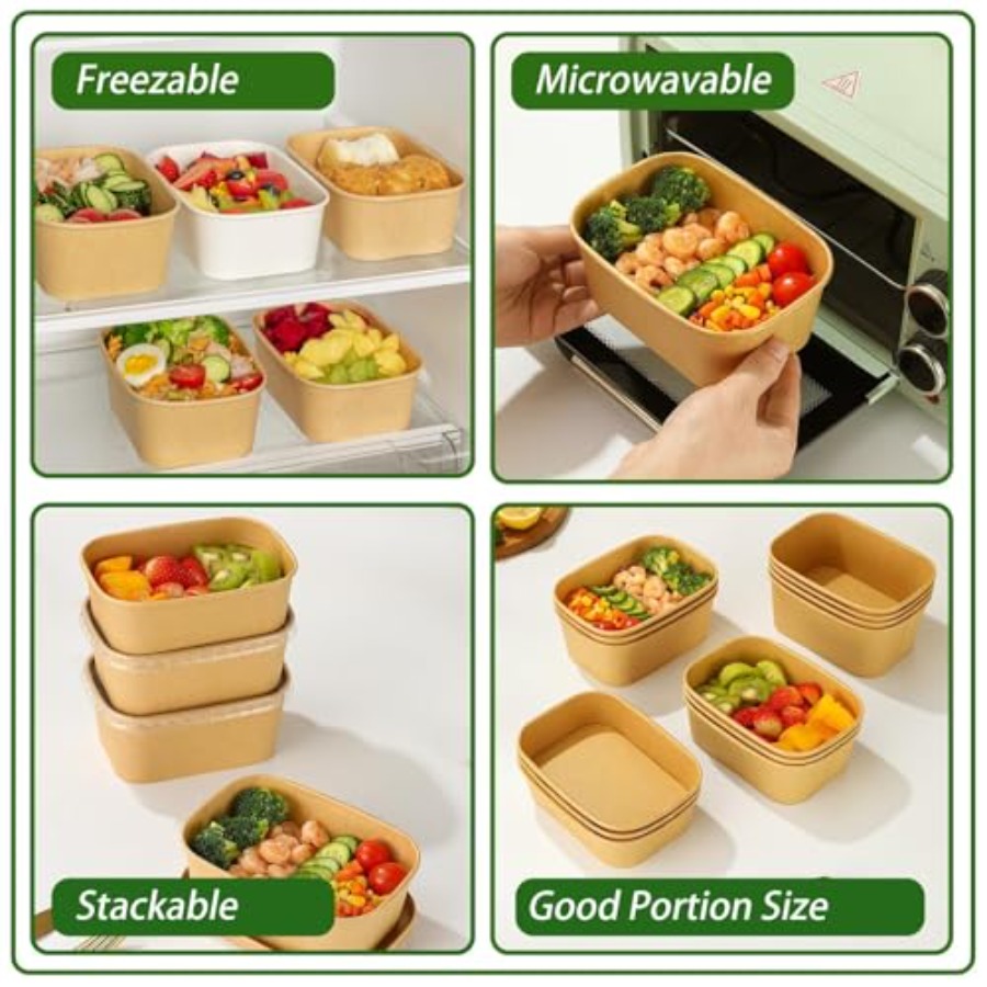 Pack Paper Bowls, Disposable F - Meal Prep Diet recensie en prijs