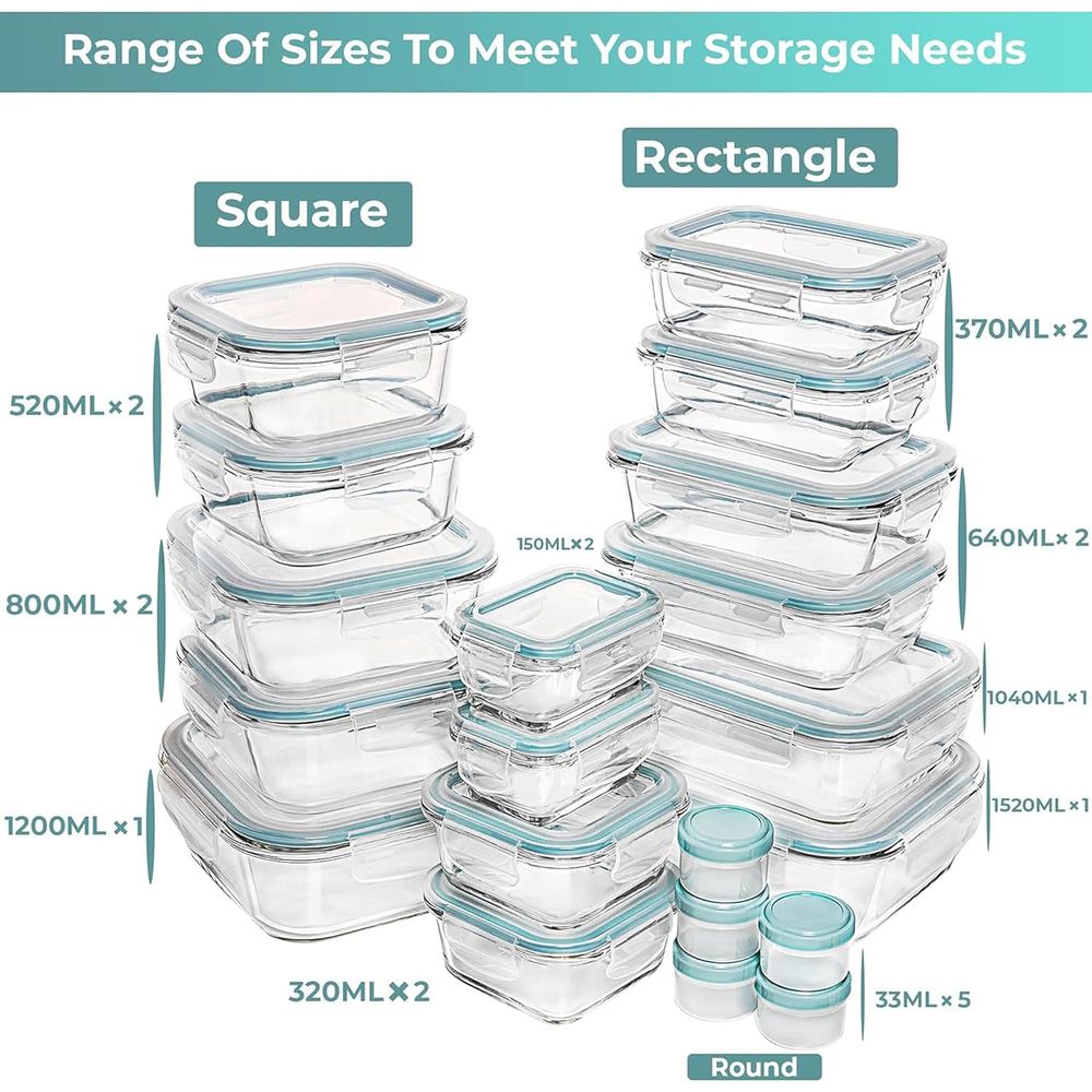 Pc Set Glass Food Storage Cont - Meal Prep Container recensie en prijs