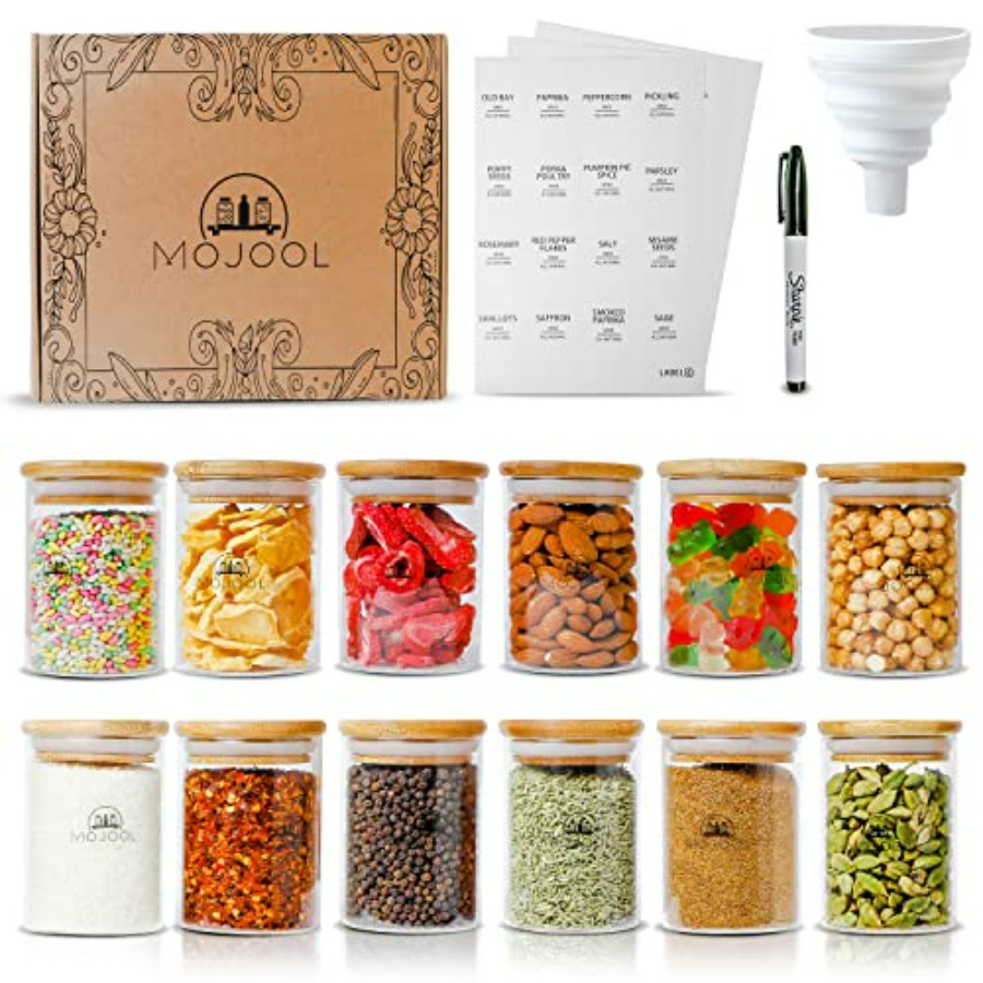 4/12 Pieces Glass Spice Jars w - Spice Jar Labels recensie en prijs